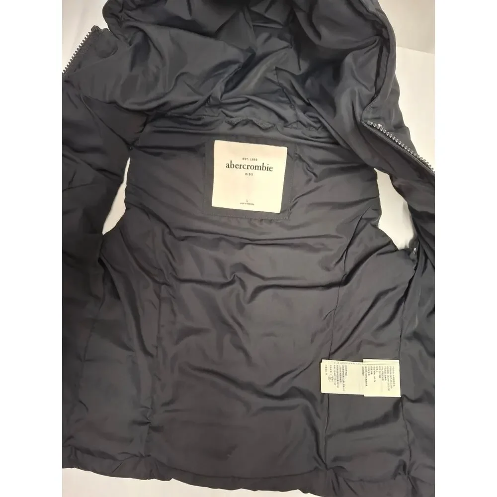 Abercrombie Kids Girls Puffer Vest Hooded Toggle Closure Navy Size L Youth